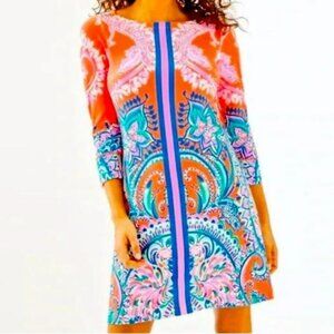 Lilly Pulitzer UPF 50+ Sophie Dress in Tangerine Dream Big Engineered